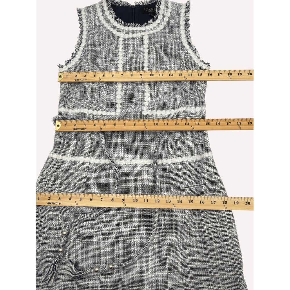 Laundry by Shelli Segal Navy White Tweed Shift Dress Club Chic Old Money Size 4 - Picture 15 of 16